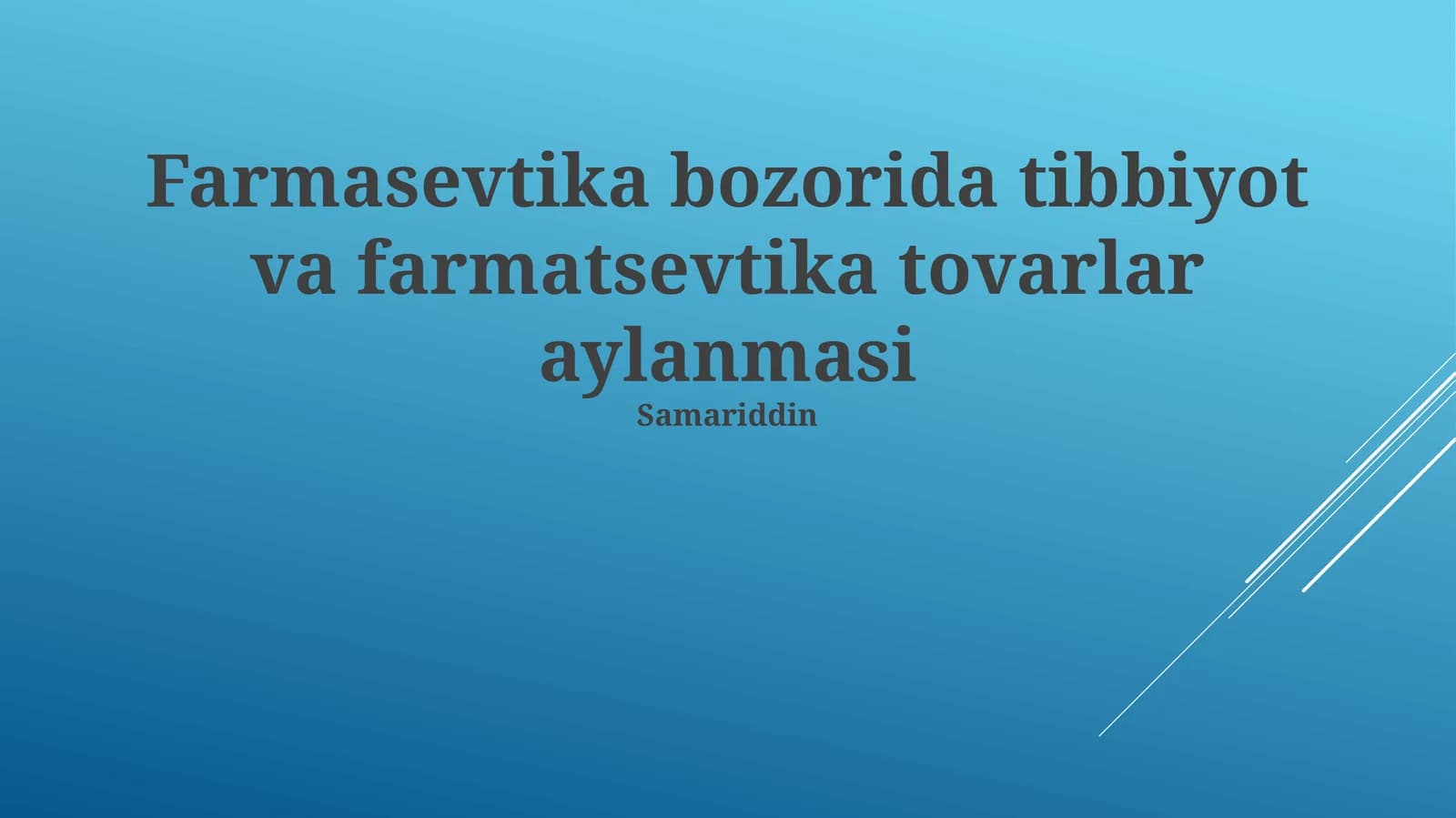 Farmasevtika bozorida tibbiyot va farmatsevtika tovarlar aylanmasi