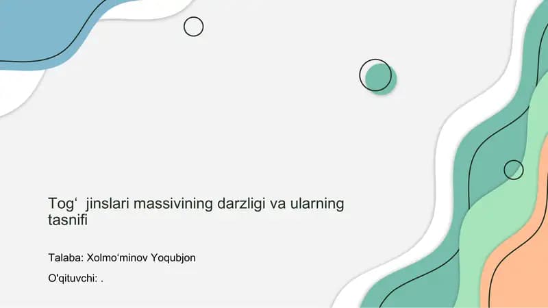 Togʻ  jinslari massivining darzligi va ularning tasnifi