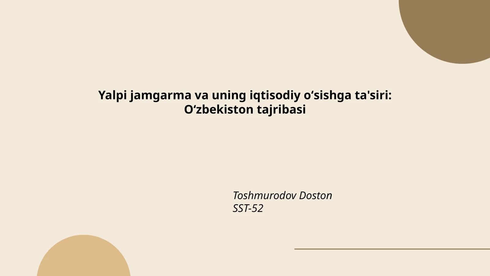 Yalpi jamgarma va uning iqtisodiy oʻsishga ta'siri: Oʻzbekiston tajribasi