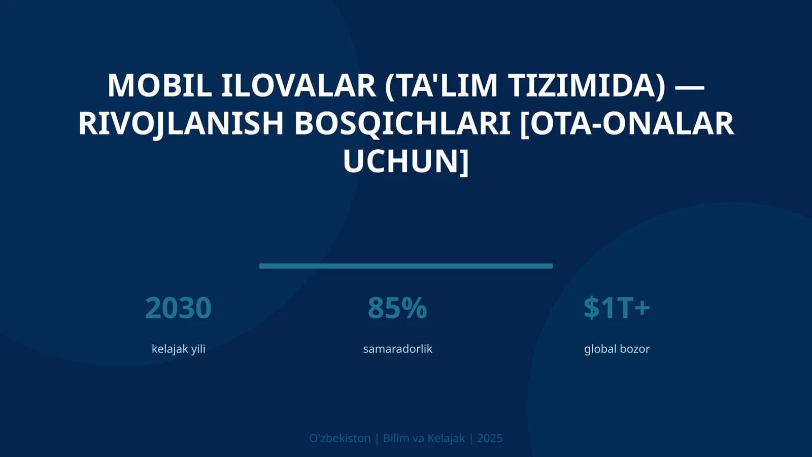 MOBIL ILOVALAR (TA'LIM TIZIMIDA) — RIVOJLANISH BOSQICHLARI [OTA-ONALAR UCHUN]