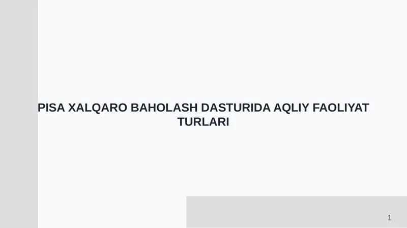 EGMA XALQARO BAHOLASH DASTURIDA AQLIY FAOLIYAT TURLARI