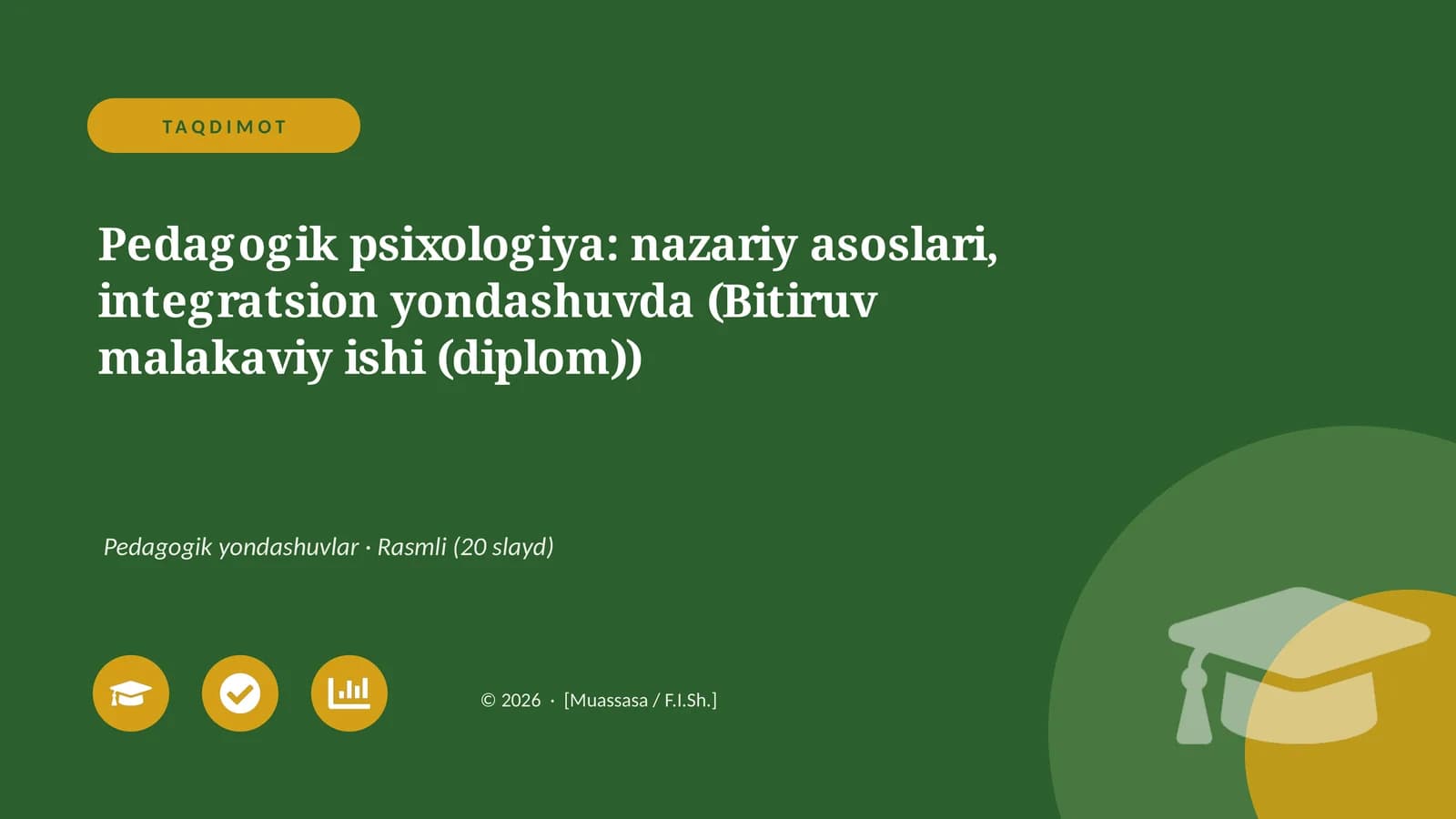 Pedagogik psixologiya: nazariy asoslari, integratsion yondashuvda (Bitiruv malakaviy ishi (diplom))