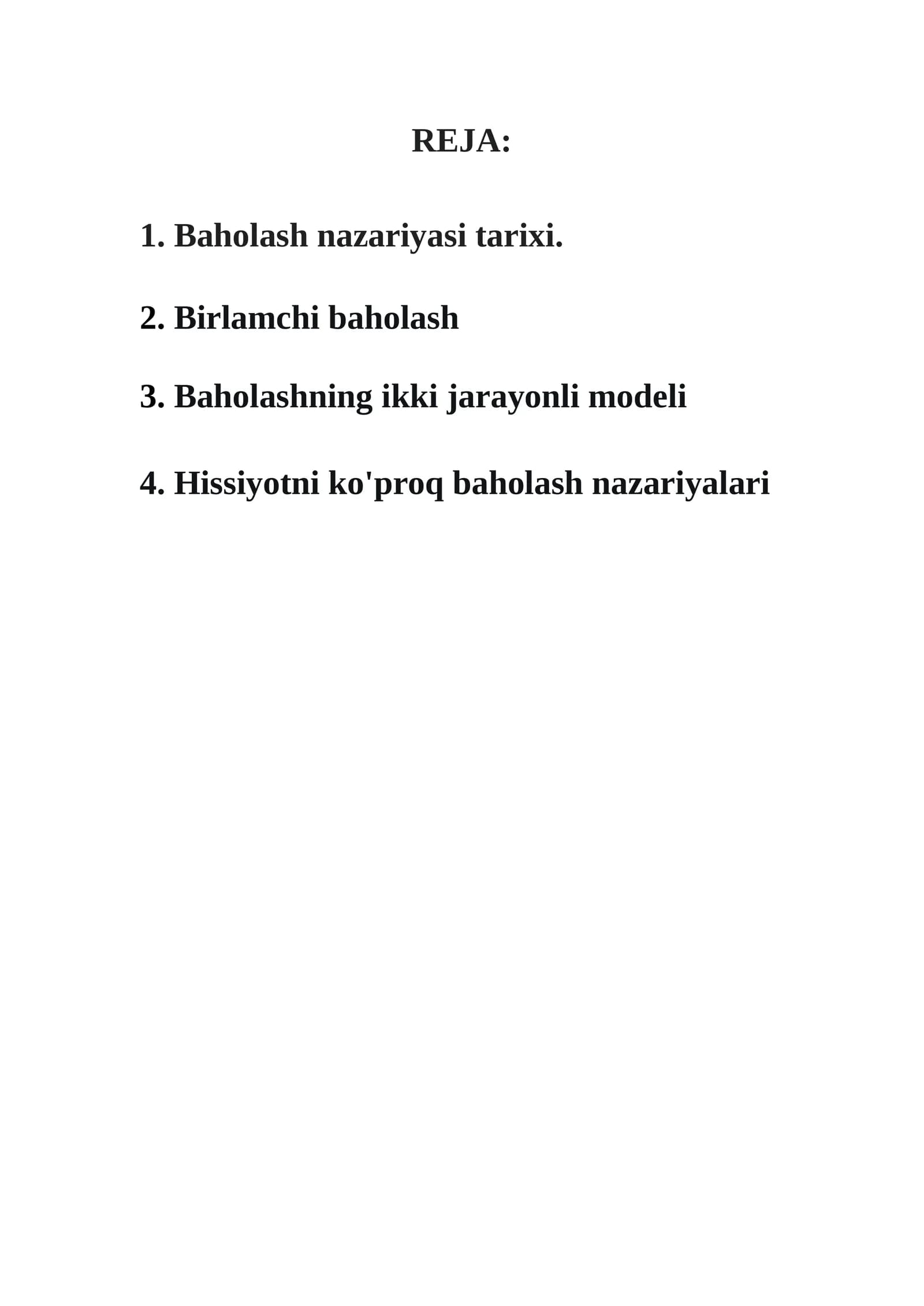 Baholash nazariyasi tarixi