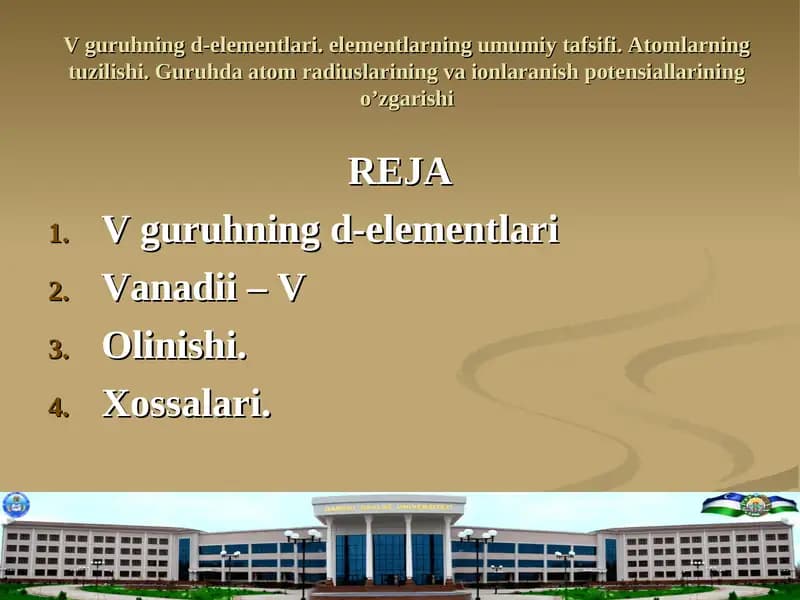 V guruhning d-elementlari