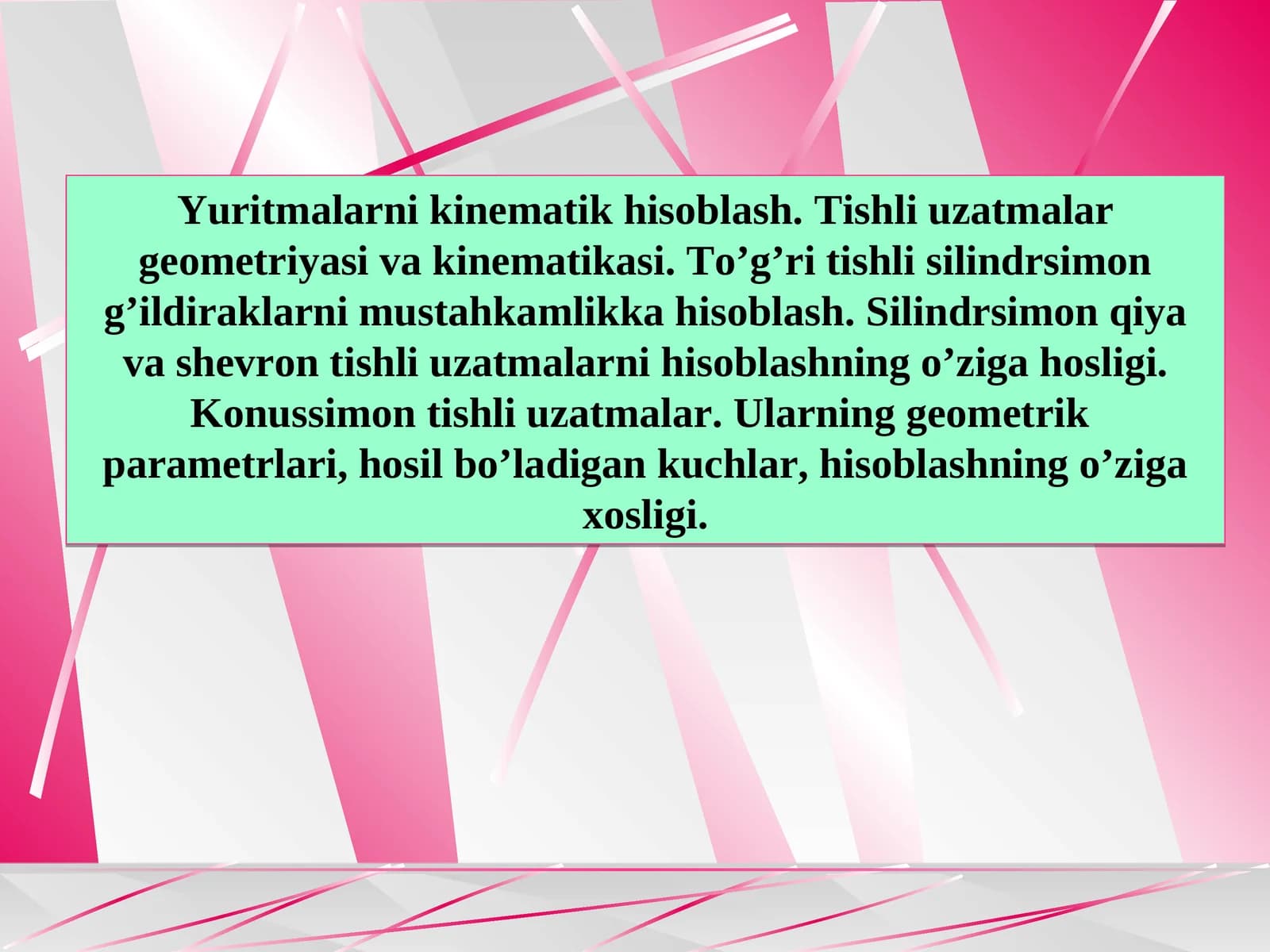 Yuritmalarni kinematik hisoblash