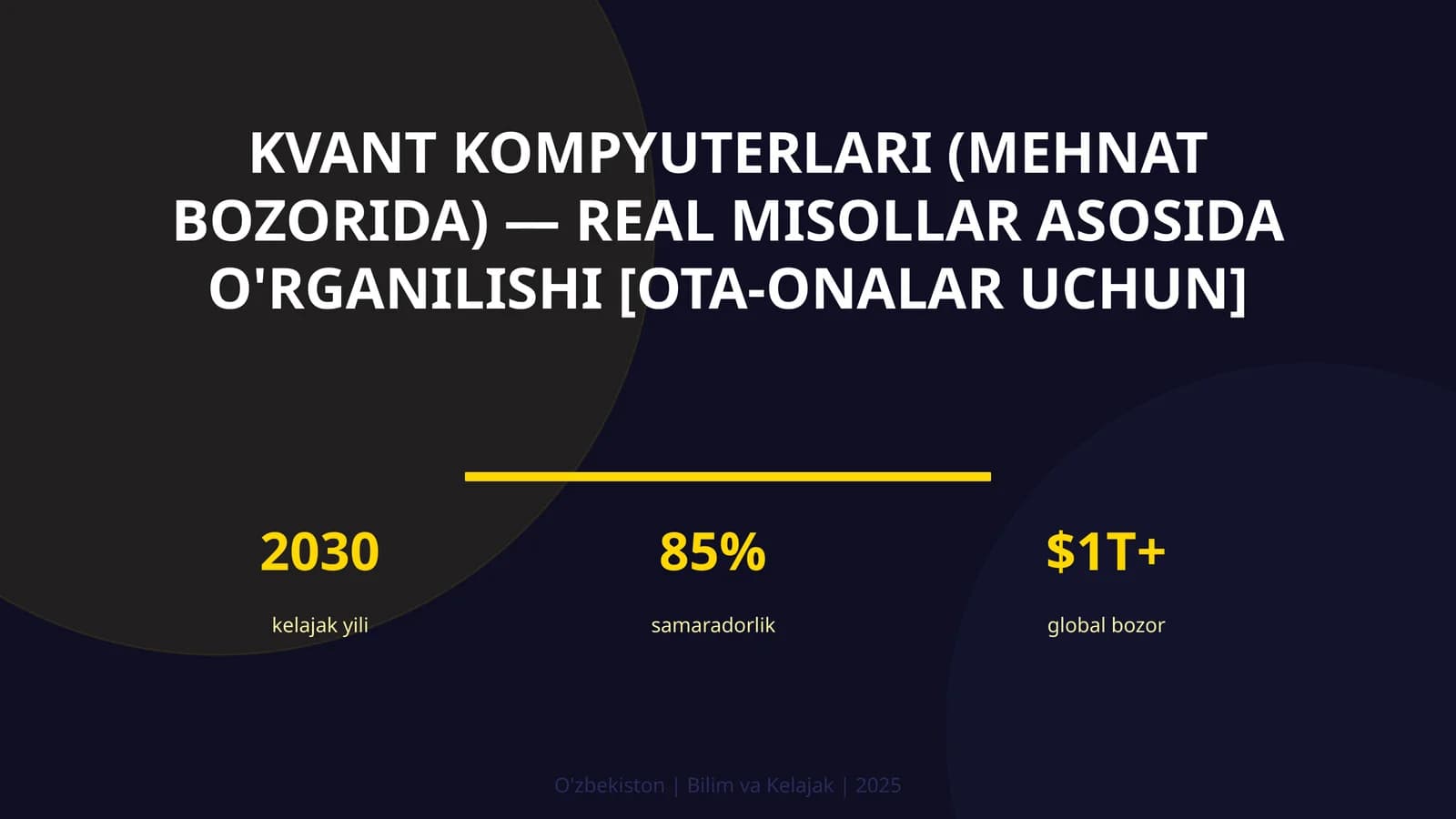 Kvant kompyuterlari (mehnat bozorida) — real misollar asosida o'rganilishi [ota-onalar uchun]