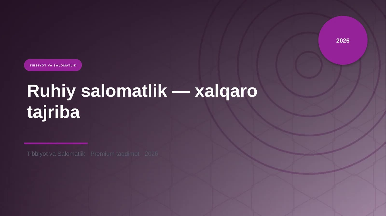 Ruhiy salomatlik — xalqaro tajriba