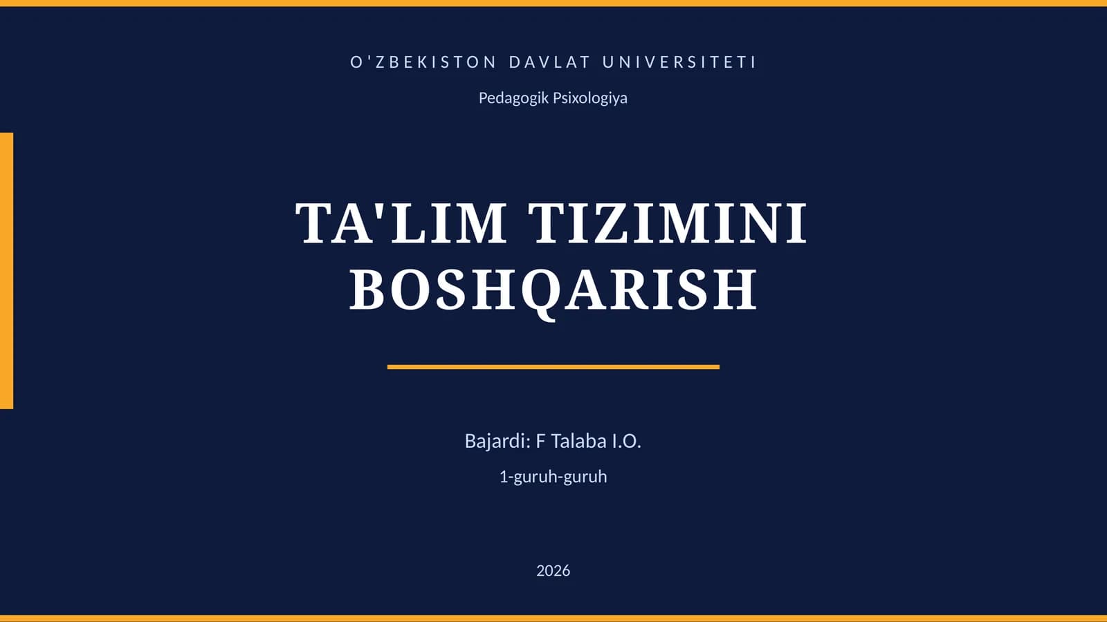 TA'LIM TIZIMINI BOSHQARISH