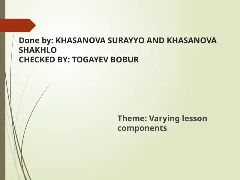 Varying lesson components