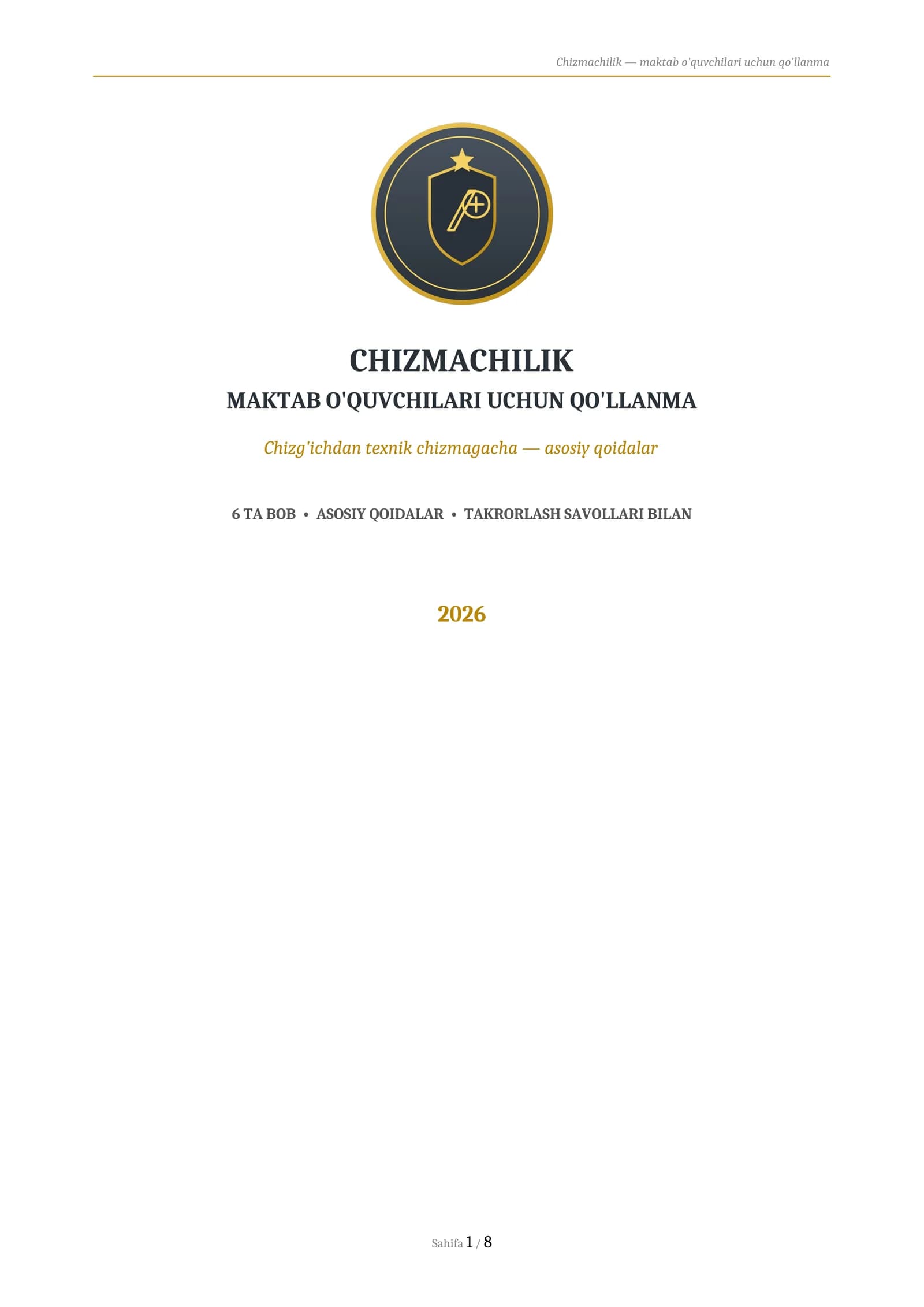 CHIZMACHILIK
MAKTAB O'QUVCHILARI UCHUN QO'LLANMA