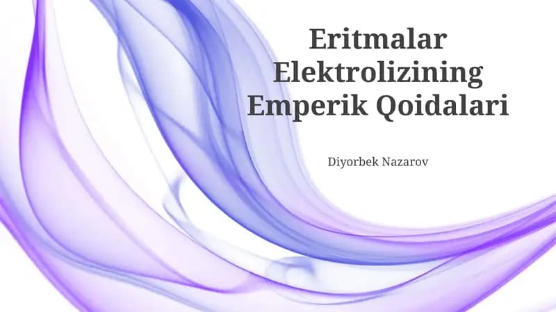 Eritmalar Elektrolizining Emperik Qoidalari