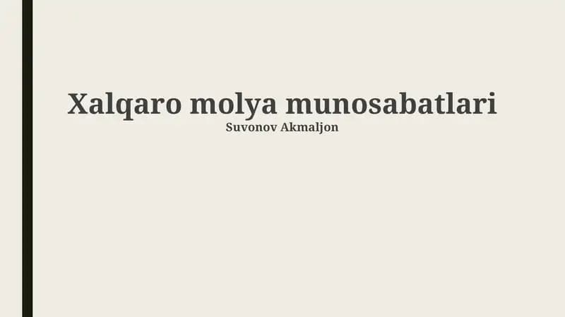 Xalqaro molya munosabatlari