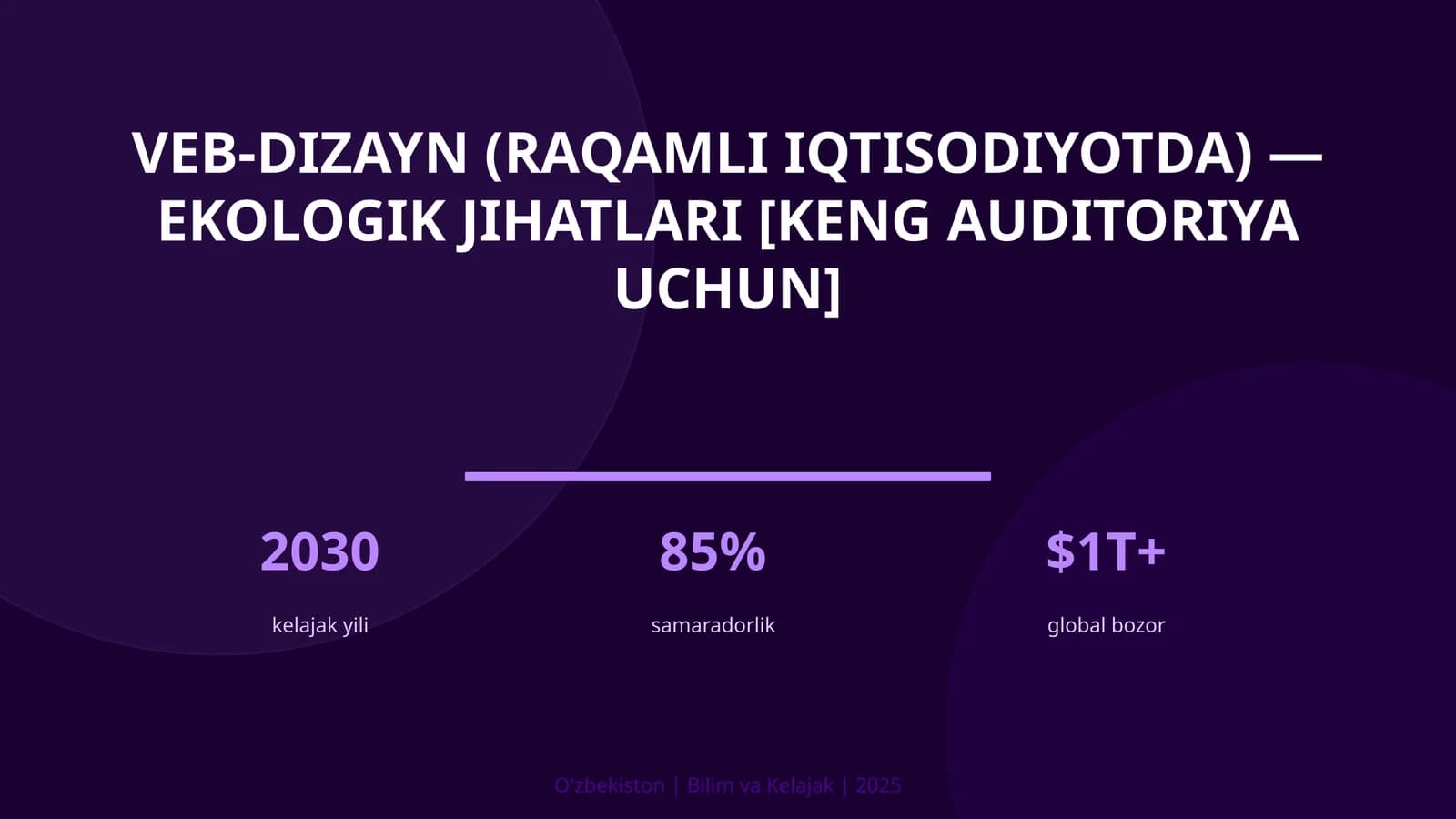 VEB-DIZAYN (RAQAMLI IQTISODIYOTDA) — EKOLOGIK JIHATLARI [KENG AUDITORIYA UCHUN]