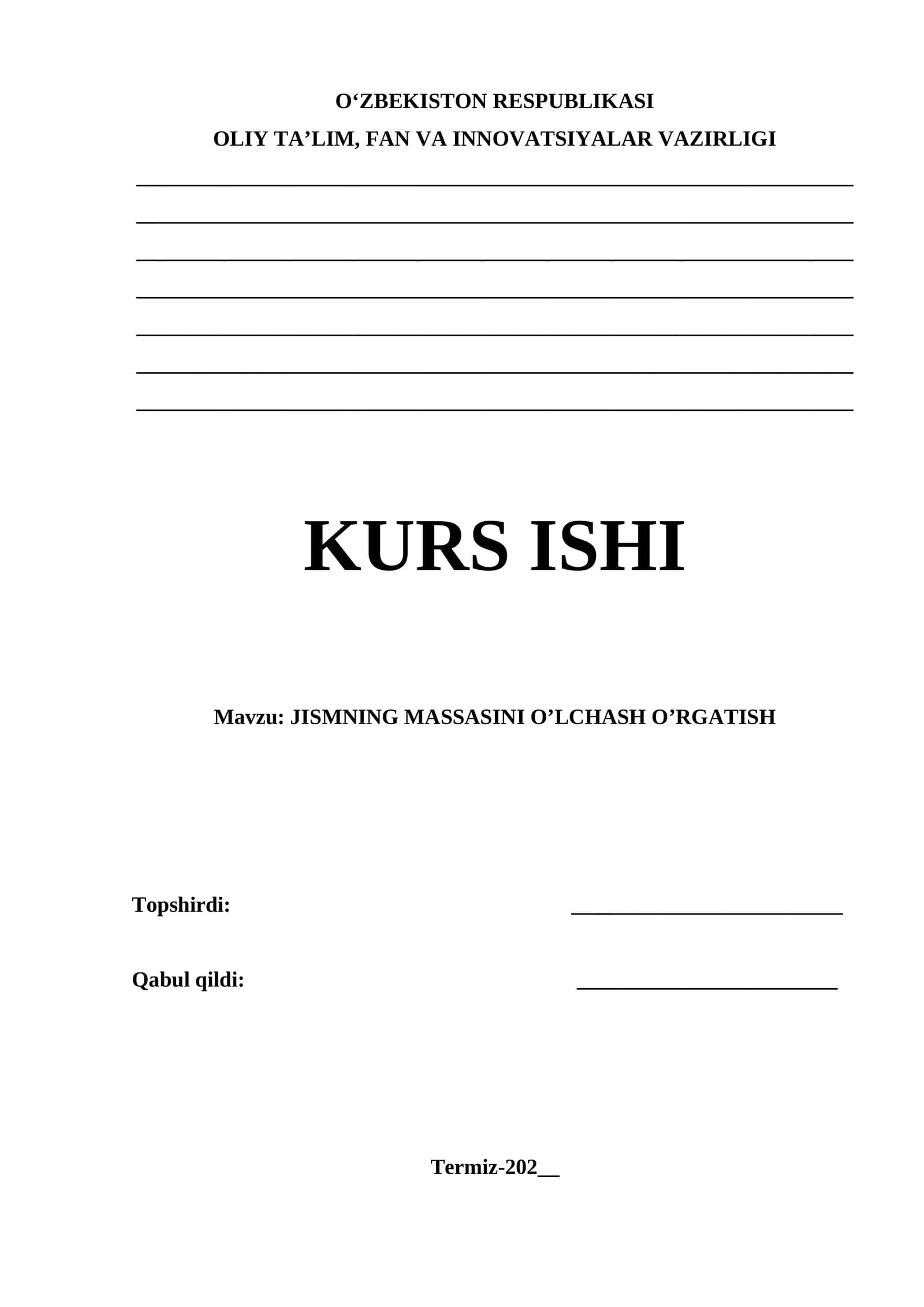 JISMNING MASSASINI O’LCHASH O’RGATISH