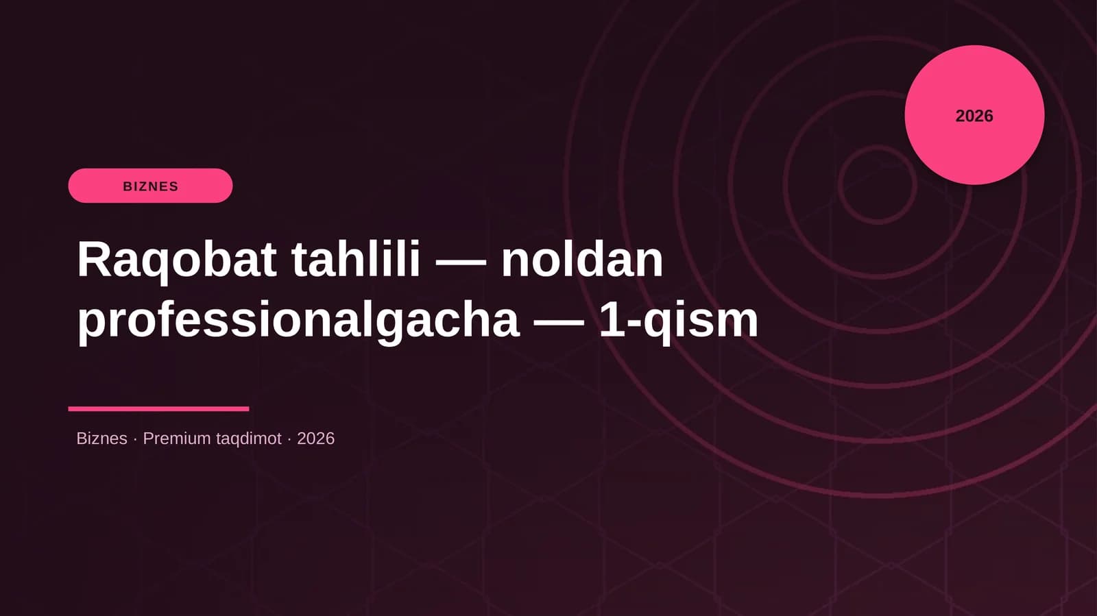 Raqobat tahlili — noldan professionalgacha — 1-qism