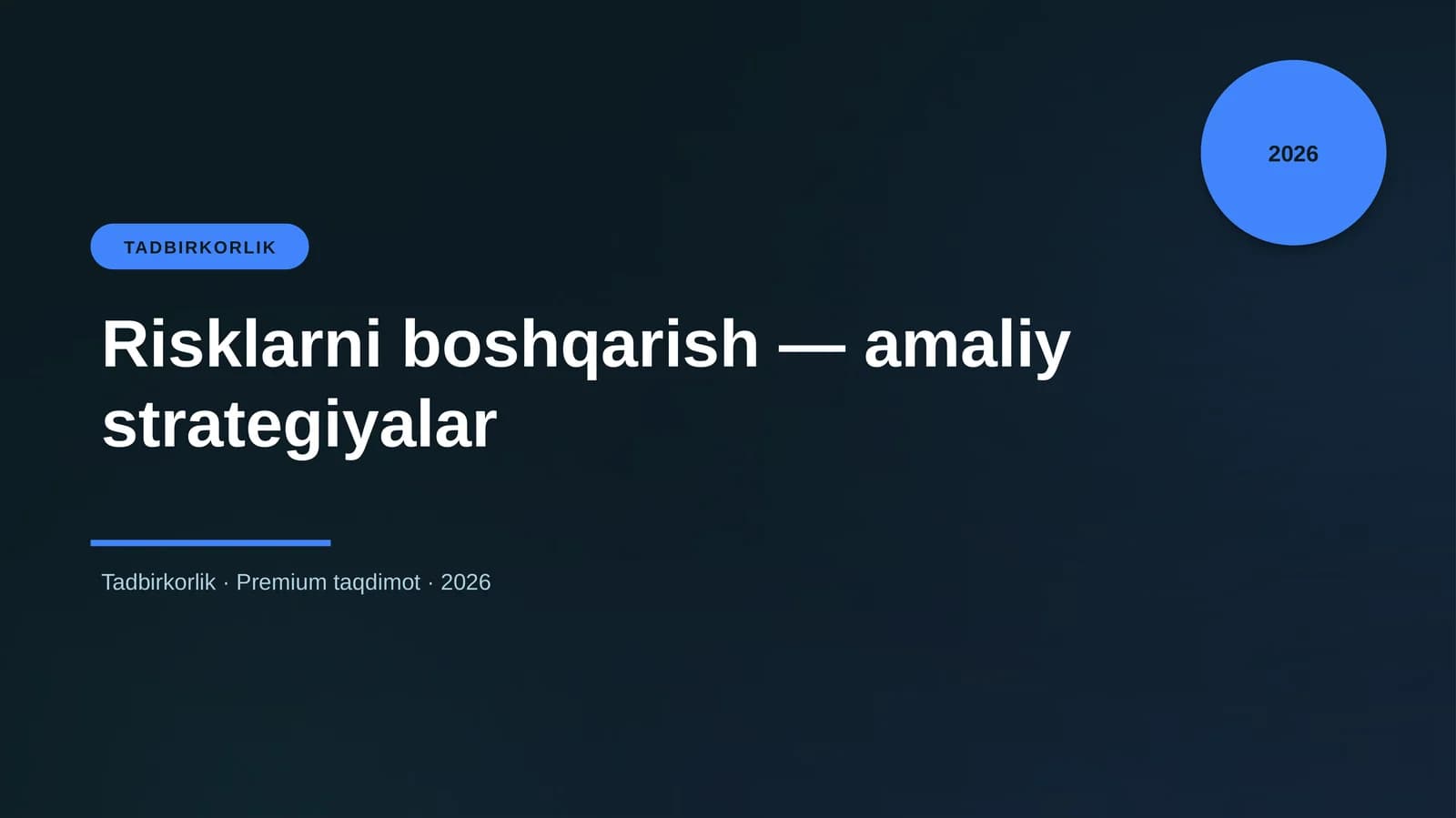 Risklarni boshqarish — amaliy strategiyalar