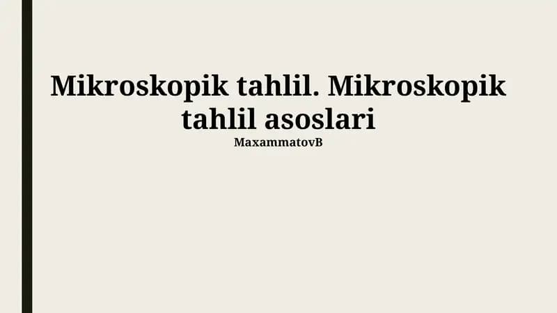 Mikroskopik tahlil asoslari