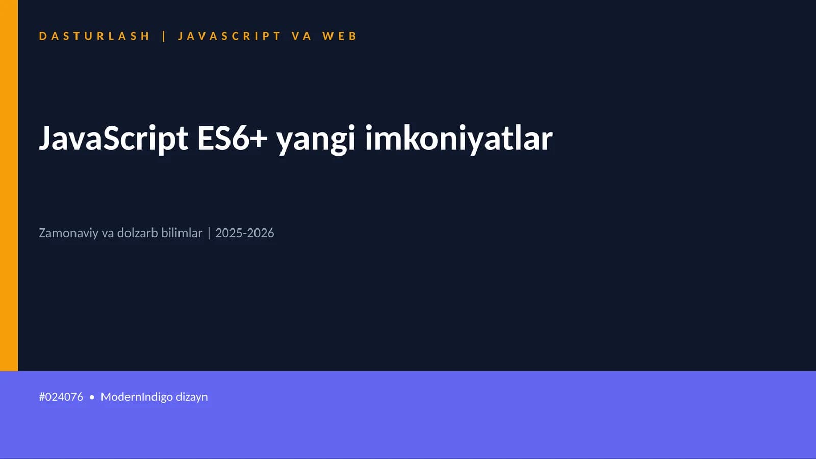 DASTURLASH | JAVASCRIPT VA WEB