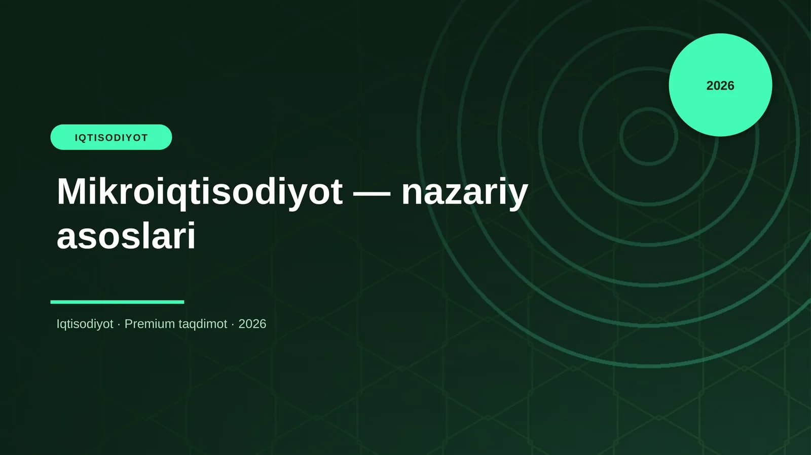 Mikroiqtisodiyot — nazariy asoslari