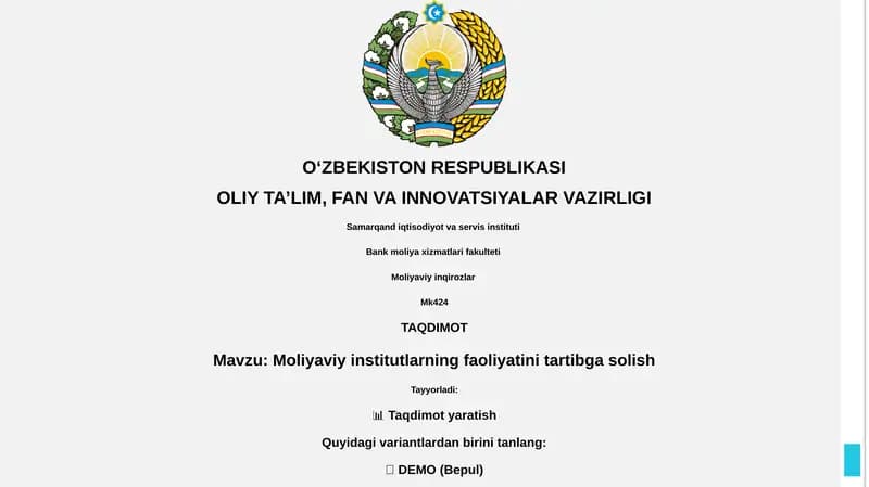 Moliyaviy institutlarning faoliyatini tartibga solish