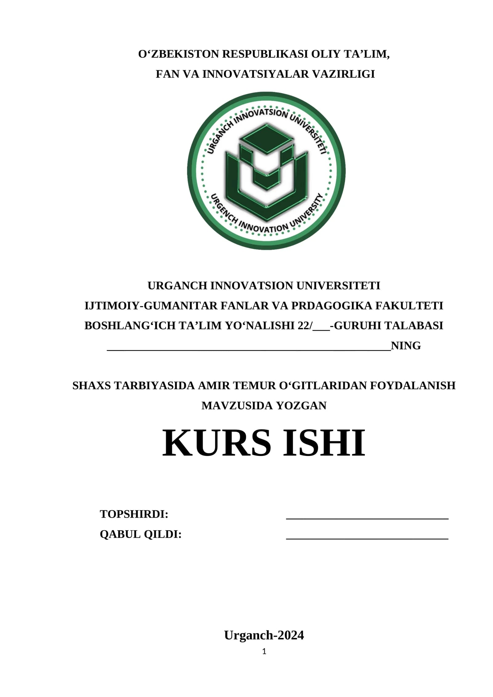 SHAXS TARBIYASIDA AMIR TEMUR O‘GITLARIDAN FOYDALANISH