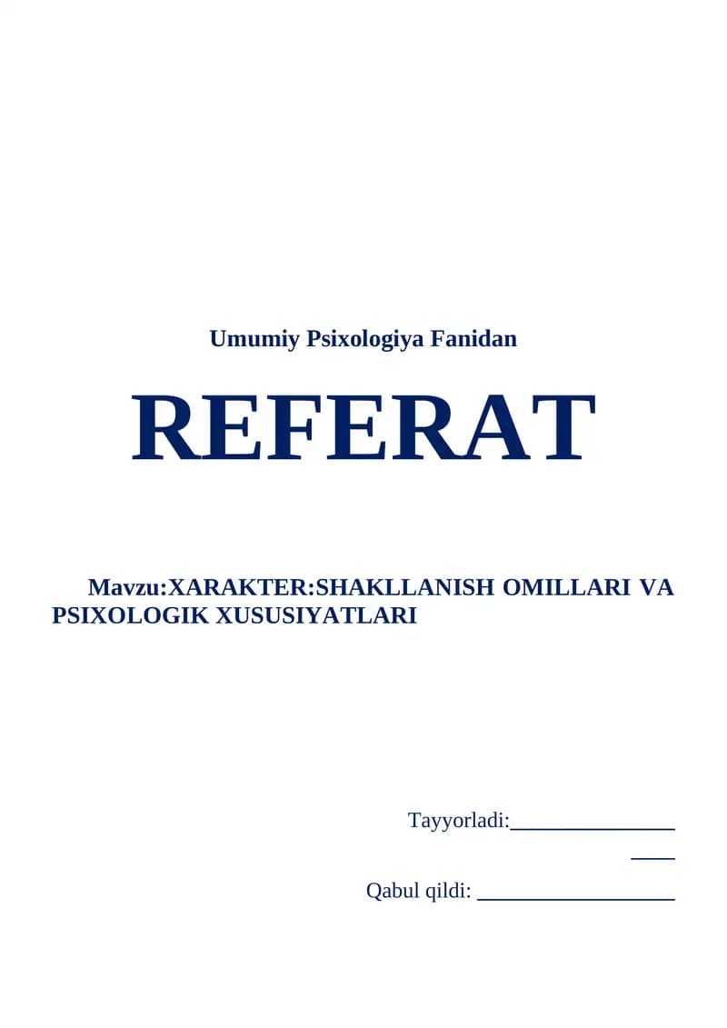 Umumiy Psixologiya Fanidan