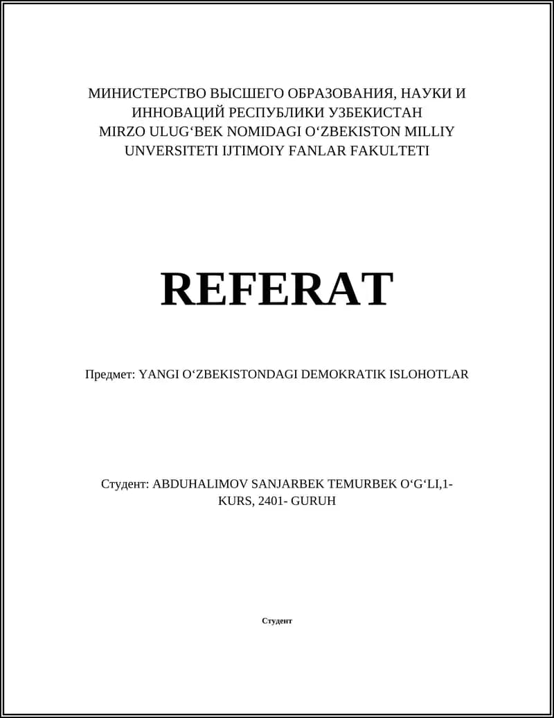 YANGI OʻZBEKISTONDAGI DEMOKRATIK ISLOHOTLAR