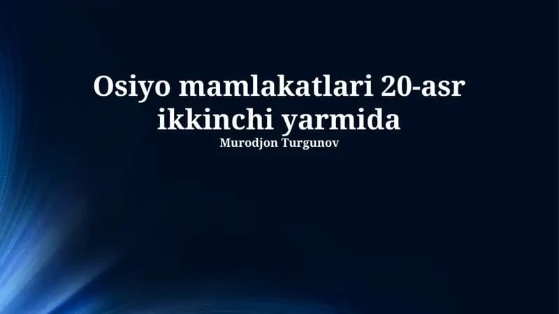 Совет давридаги Марказий Осиё иқтисодиёти