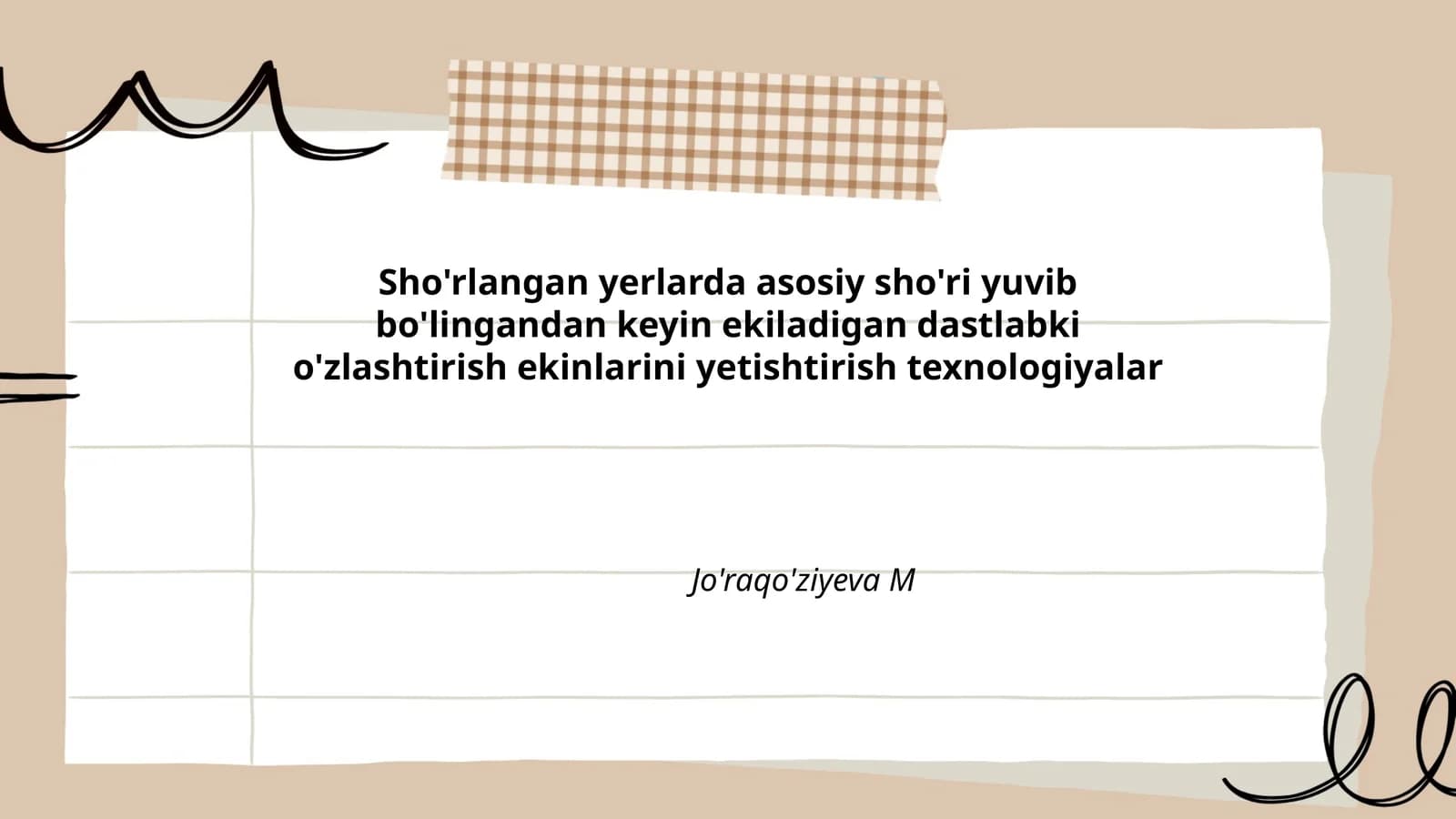 Dastlabki o'zlashtirish ekinlarini yetishtirish texnologiyalar