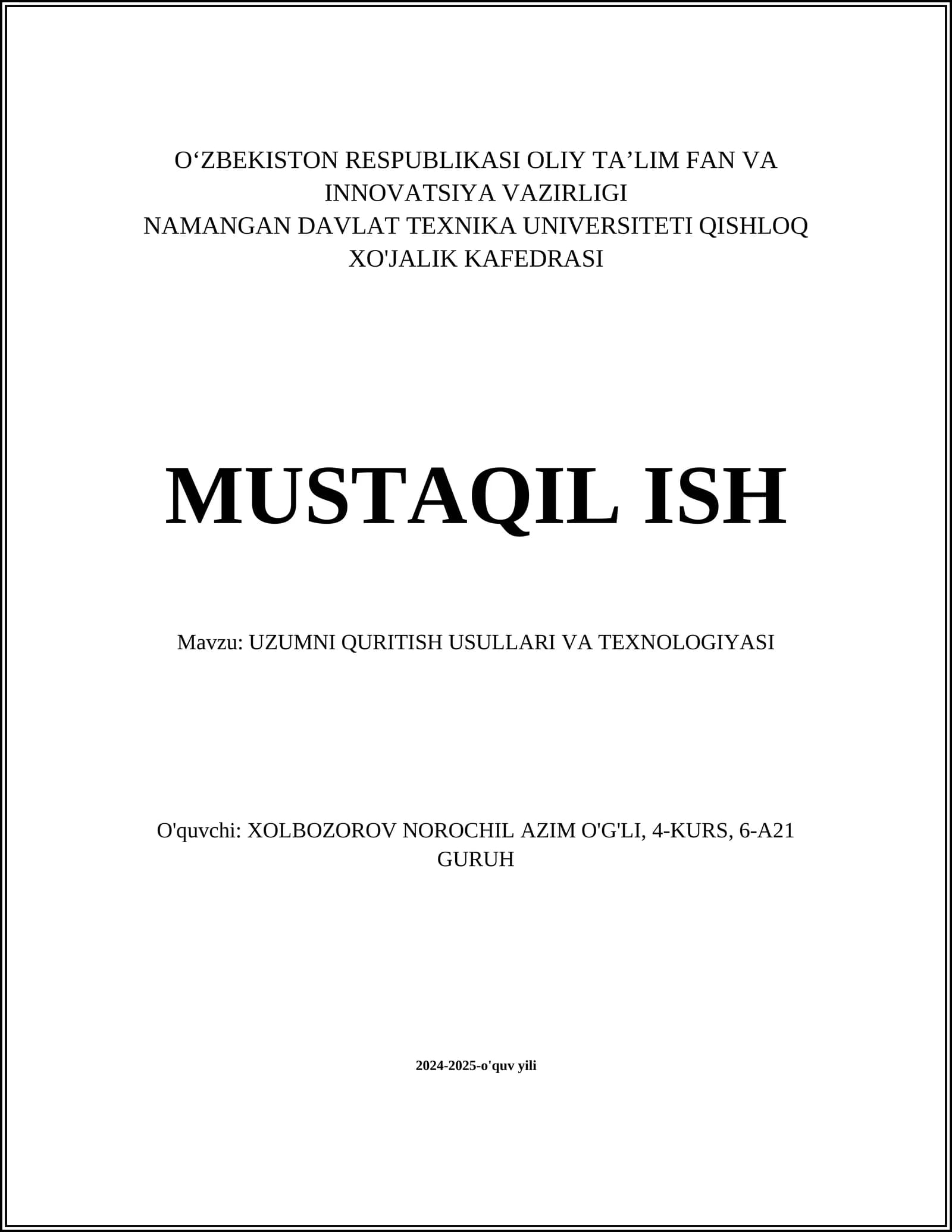 UZUMNI QURITISH USULLARI VA TEXNOLOGIYASI