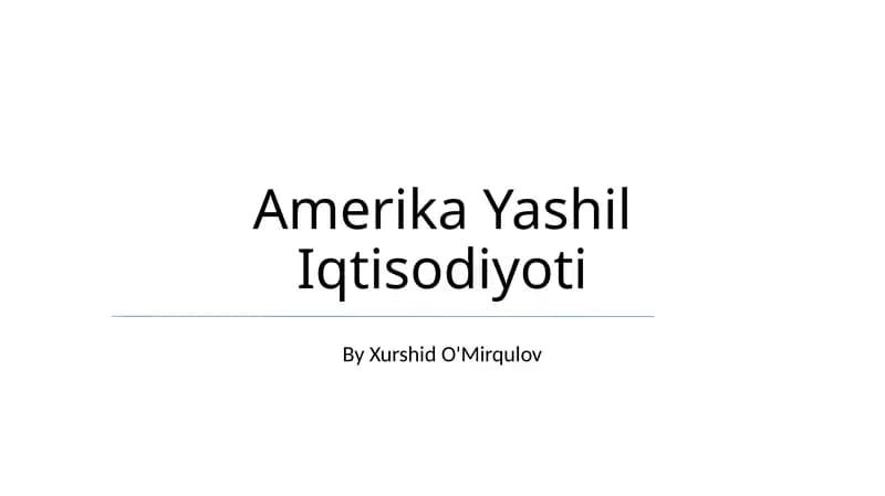 Amerika Yashil Iqtisodiyoti