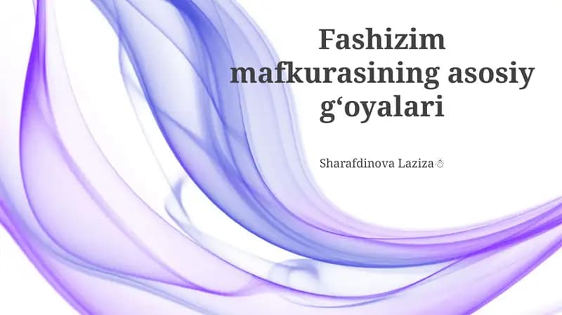 Fashizim mafkurasining asosiy gʻoyalari