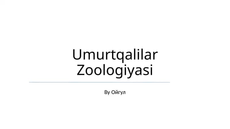 Umurtqalilar Zoologiyasi