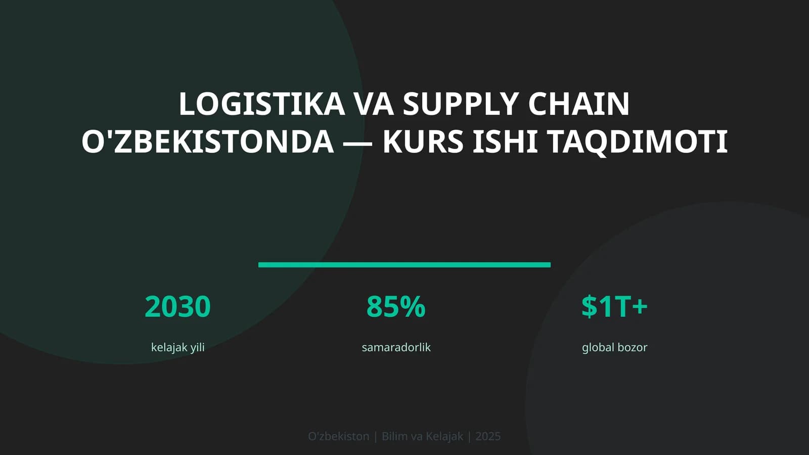Logistika va Supply Chain O'zbekistonda — Kurs Ishi Taqdimoti