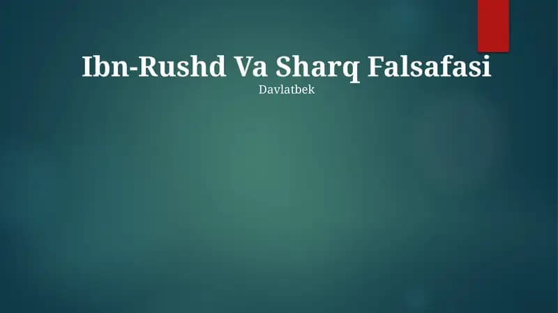 Ibn-Rushd Va Sharq Falsafasi