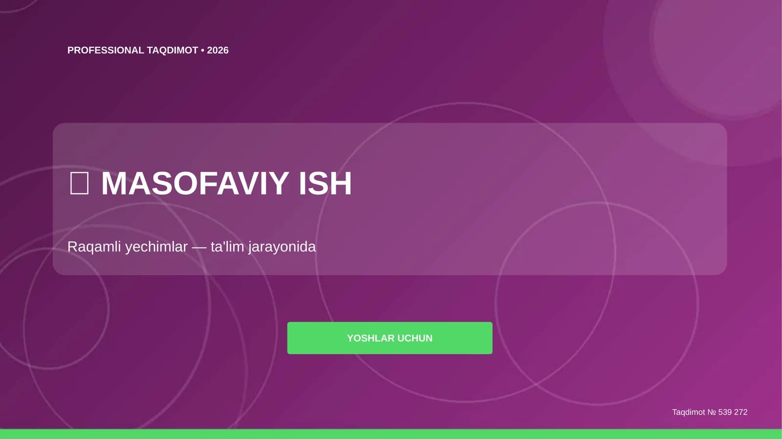 Masofaviy ish: raqamli yechimlar (ta'lim jarayonida) [yoshlar uchun]
