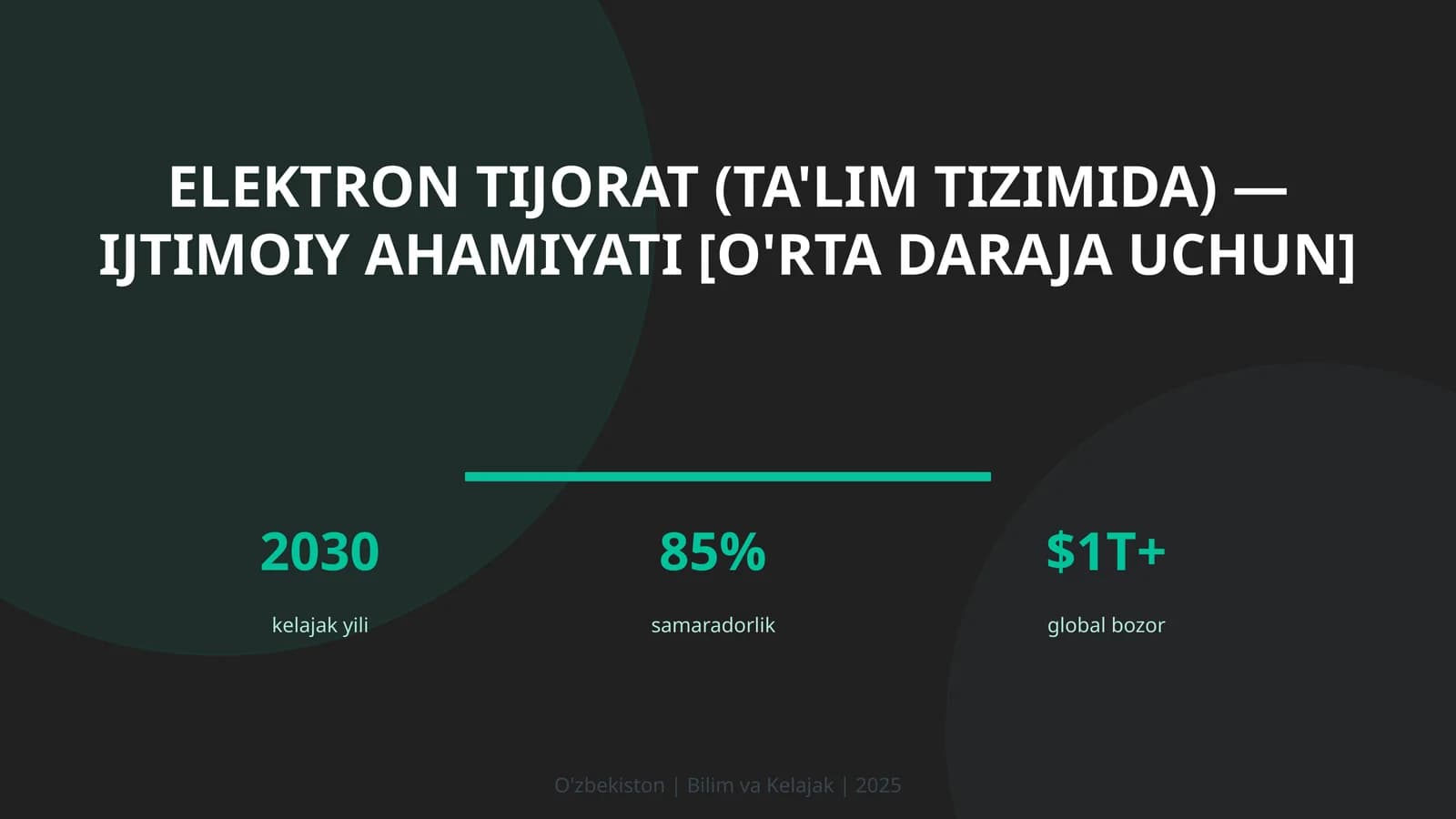 Elektron tijorat (ta'lim tizimida) — ijtimoiy ahamiyati [o'rta daraja uchun]