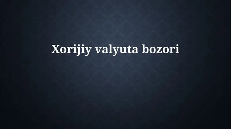 Valyuta ayirboshlash bozori