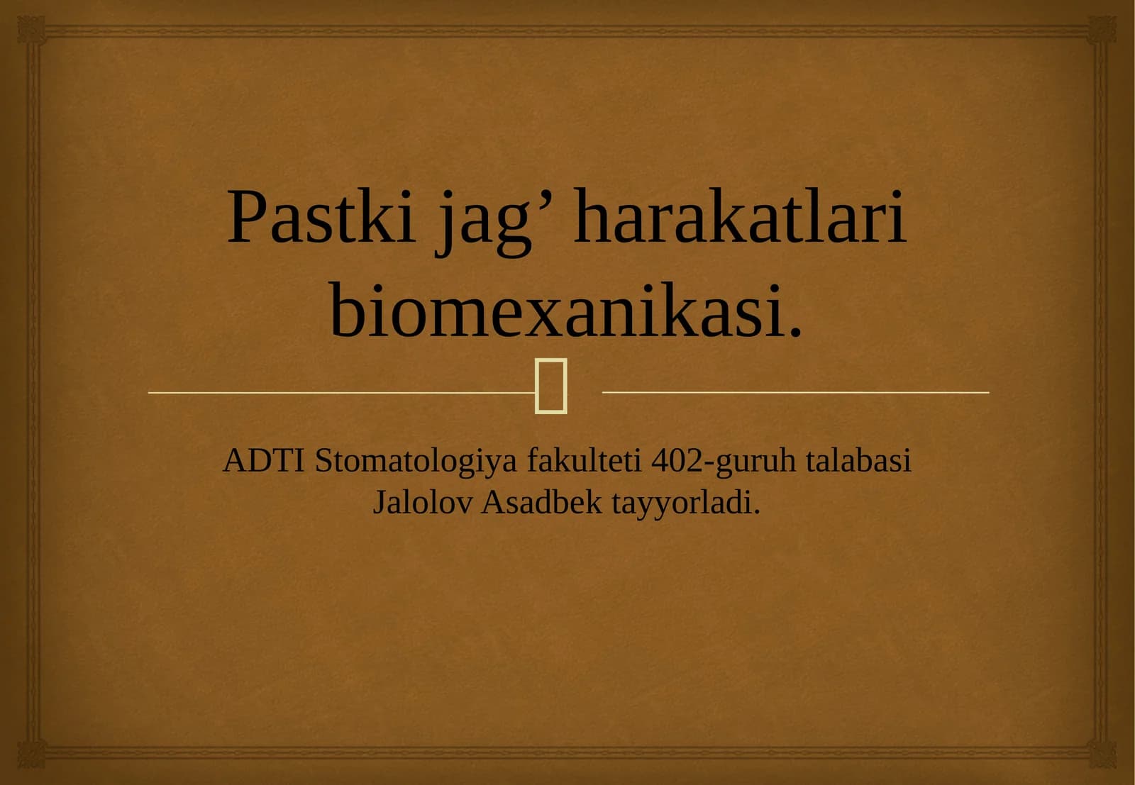 Pastki jag’ harakatlari biomexanikasi.