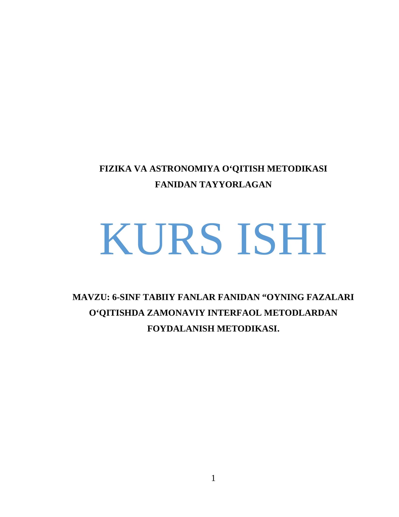 FIZIKA VA ASTRONOMIYA OʻQITISH METODIKASI