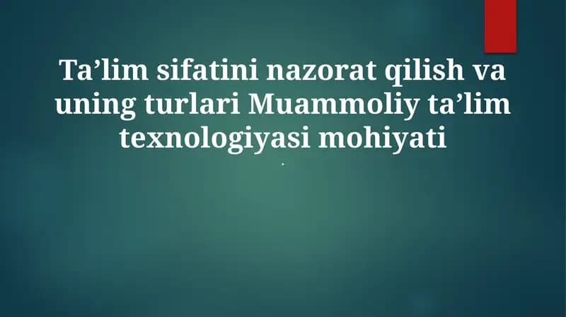 Muammoli O'quv Texnologiyalari va Ularning Ta'siri