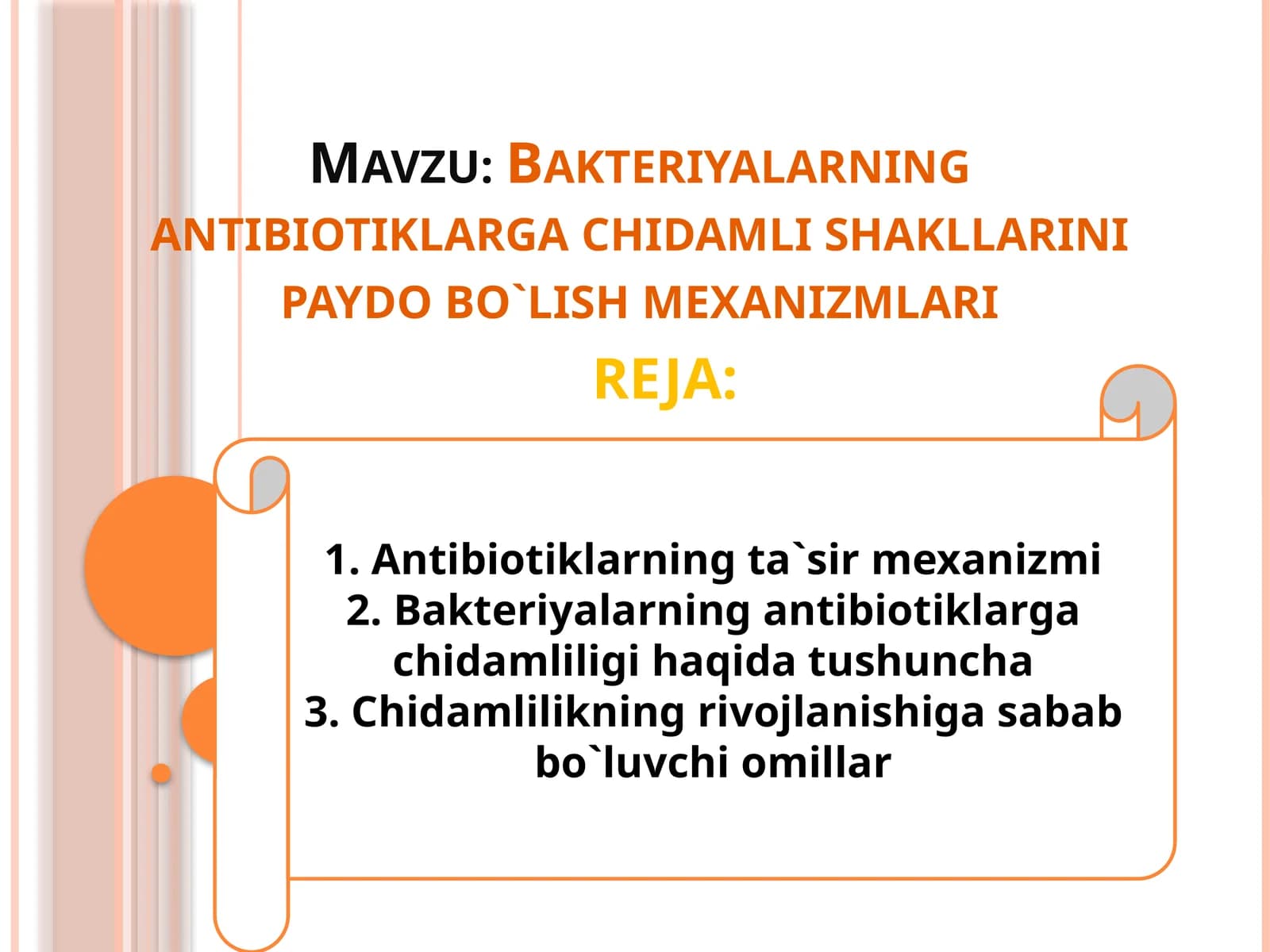 Bakteriyalarning antibiotiklarga chidamli shakllarini paydo bo`lish mexanizmlari