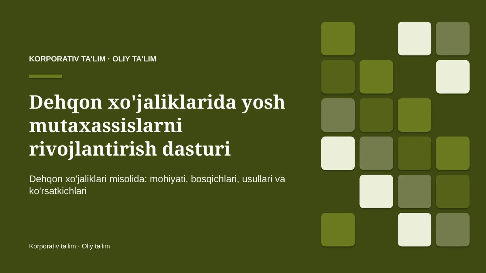 dehqon xo'jaliklarida yosh mutaxassislarni rivojlantirish dasturi 4997