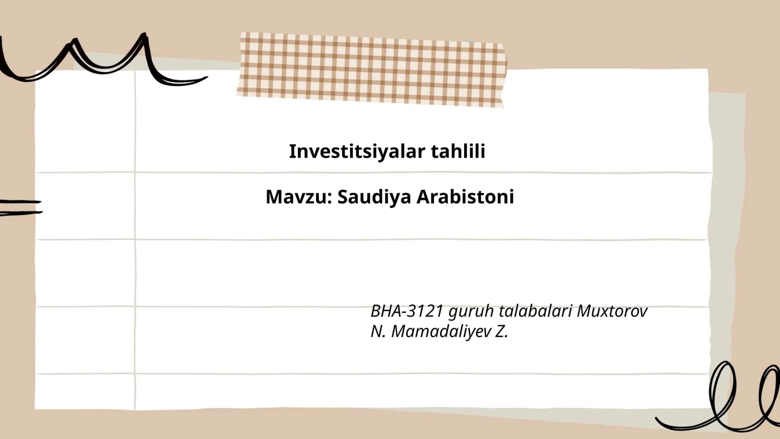 Investitsiyalar tahlili