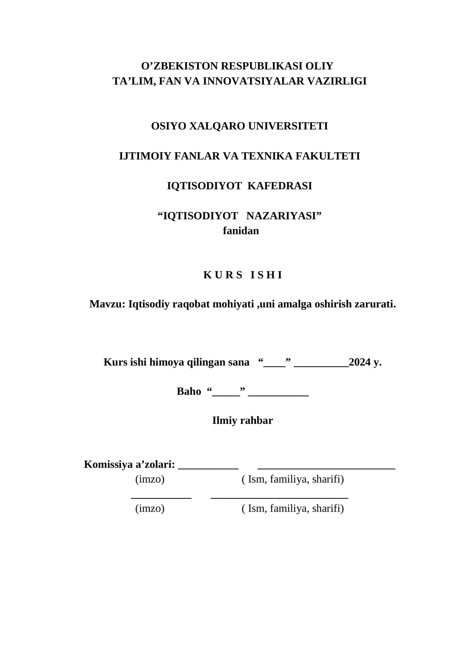 IQTISODIYOT NAZARIYASI
