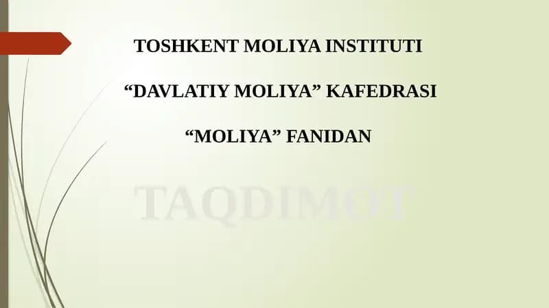 Moliyaning mohiyati va funksiyalari