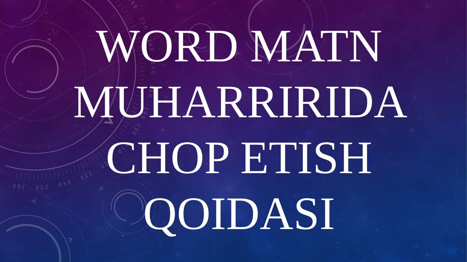 Worddagi chop etish qoidalari