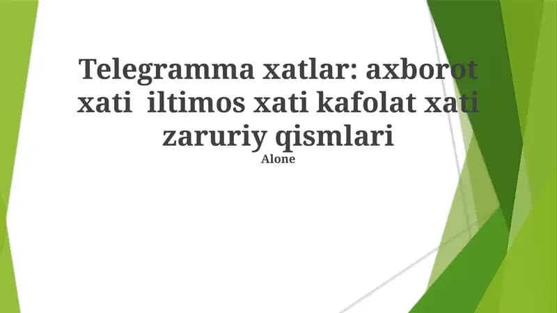 Telegramma xatlar: axborot xati iltimos xati kafolat xati zaruriy qismlari