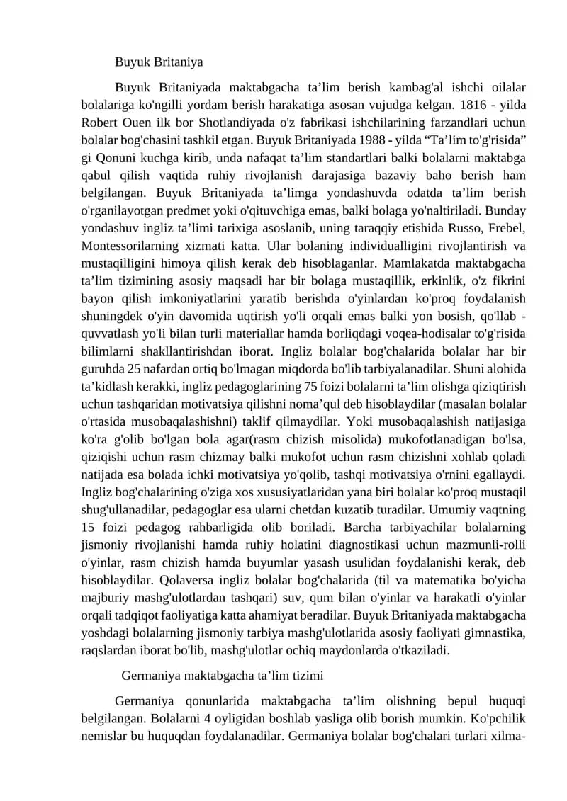 Buyuk Britaniya Maktabgacha Ta'limi