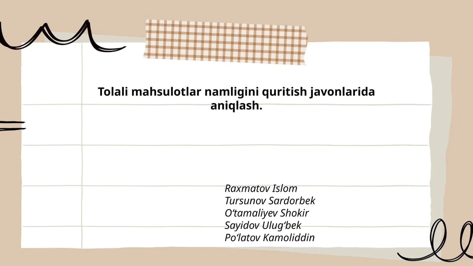 Tolali mahsulotlar namligini quritish javonlarida aniqlash